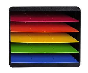 Exacompta - Ref 305798D - Iderama Collection - Sorter Horizon 5 Sections - 270 x 355 x 271mm in Size, Suitable for Landscape A4+ Documents - Black / Harlequin