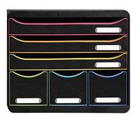 EXACOMPTA - Ref. 306914D - STORE-BOX - 6-drawer unit - 3 drawers for A4+ documents and 3 high thin drawers - External dimensions: Depth 27 x width 35.5 x Height 27.1 cm - Black/harlequin/black