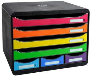 Exacompta - Ref 307798D - Iderama Collection - Sorter Horizon 7 Drawer Set - 270 x 355 x 271mm in Size, Suitable for Landscape A4+ Documents - Black / Harlequin