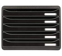 Exacompta - Ref 308714D - Big-Box Plus ECOBlack - 5 Drawer Set - 270 x 355 x 271mm in Size, 43mm Drawer Height, Landscape, Open Drawers for Easy Insertion - Black