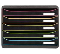 EXACOMPTA - Ref. 308914D - BIG-BOX PLUS HORIZON - 5-drawer box for A4+ documents - External dimensions: depth 27 x width 35.5 x height 27.1 cm - Black/harlequin/black