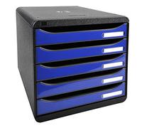 Exacompta Pack of One Big-Box Plus Five-Drawer Set - Black and Glossy Ocean Blue, Blue
