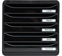 Exacompta - Ref 3097214D - BIG-BOX PLUS Desktop Drawer Set - 5 x 43mm Drawers, Suitable for A4+ Documents, 347 x 278 x 271mm, 100% Recycled Plastic - Black/Glossy Black