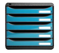 Exacompta Drawer Unit with 5 Drawers Big Box Plus Plastic Black, Turquoise 27.8 x 34.7 x 27.1 cm