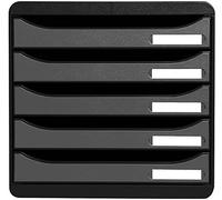 Exacompta Pack of One Big-Box Plus Five-Drawer Set - Black and Metallic Silver, none