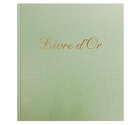Exacompta - Ref. 309E - 1 Prestige Guest Book - Format 21 x 19 cm - Cover Paper Imitation Croco Grain - Gold Spine with Inscription - 140 Plain White Pages - Green