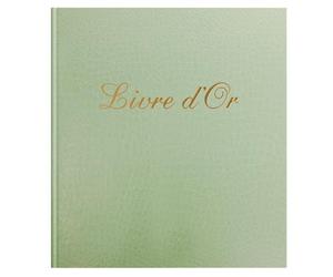 Exacompta - Ref. 309E - 1 Prestige Guest Book - Format 21 x 19 cm - Cover Paper Imitation Croco Grain - Gold Spine with Inscription - 140 Plain White Pages - Green