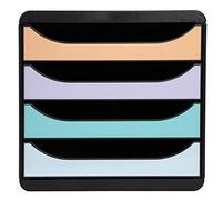Exacompta - Ref 3104296D - BIG-BOX Desktop Drawer Set - 4 x 55mm Drawers, Suitable for A4+ Documents, 347 x 278 x 267mm, 100% Recycled Plastic - Black/Glossy Pastel
