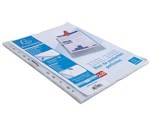 Exacompta - Ref 31048E - Smooth Polypropylene Punched Pockets - Suitable for A4 Documents, Anti-Crease, 0.05mm Thick Polypropylene, Tear-Off Block - Pack of 50