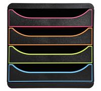 Exacompta Drawer Unit with 4 Drawers Big Box Plastic Harlequin Assorted 27.8 x 34.7 x 26.7 cm