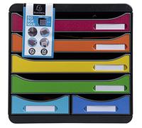 Exacompta - Ref. 312798D - BIG-BOX MAXI - 1 Box with 4 drawers for A4+ documents and 2 small drawers for storing utensils - External dimensions: D 34.7 x W 27.8 x H 27.1 cm - Harlequin