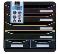 Exacompta - Ref. 312914D - BIG-BOX MAXI - 1 Box with 4 drawers for A4+ documents and 2 small drawers for storing utensils - External dimensions: D 34.7 x W 27.8 x H 27.1 cm - Black/harlequin