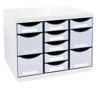 Exacompta - Ref. 313740D - STORE-BOX multi - 1 unit with 7 narrow drawers and 4 high drawers - External dimensions: Depth 27 x width 35.5 x Height 27.1 cm - Landscape format - Light gray