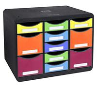Exacompta - Ref. 313798D - STORE-BOX multi - 1 Box with 7 thin drawers and 4 high drawers - External dimensions: Depth 27 x width 35.5 x Height 27.1 cm - Landscape format - Harlequin