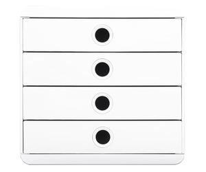 Exacompta - Ref. 314313D - POP-Box Authentics - Pedestal with 4 Drawers for A4+ documents - Outer Dimensions: Depth 34.7 x Width 27.8 x Height 26.6 cm - White