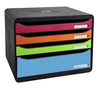 Exacompta Pack of One Big-Box Plus Horizon Four-Drawer Set - Black and Harlequin Rainbow, none