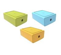 Exacompta - Ref 315909D - Box of 3 filing modules Tiny Box 1 drawer Pop N'Co stackable - External dimensions: Depth 19 x Width 26.5 x Height 10 cm - Assorted