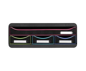 Exacompta - Ref. 319914D - TOOLBOX MINI - 4-drawer unit - External dimensions: depth 27 x width 35.5 x height 13.5 cm - black/harlequin/black