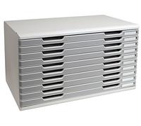 Exacompta - Ref 324041D - Modulo A3 Office - 350 x 576 x 320mm in Size, 10 Drawers (26mm Height), Smooth Opening with Stop, Label Holders - Light Grey/Stone Grey