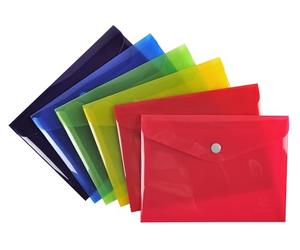 Exacompta - Ref 34410E - Iderama Collection - PP Envelope Pockets - B6 in Size, 0.2mm Translucent Polypropylene, Press-Stud Closure - Assorted Colours (Pack of 30)