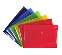Exacompta - Ref 34450E - Iderama Collection - PP Envelope Pockets - A4 in Size, 0.2mm Translucent Polypropylene, Press-Stud Closure - Assorted Colours (Pack of 30)