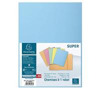 Exacompta - Ref 348006E - Super 210 1-Flap Folders - 240 x 320mm in Size, Suitable for Holding A4 Documents, 160gsm Card, Single Fold Over Flap - Light Blue (Pack of 100)
