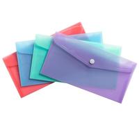 Exacompta - Ref 35420E - Pack of 4 Pockets with Press Stud Closure with Flap - Chromaline Pastel - Dimensions: 32 x 12 cm - FT to File DL-10 x 21 cm - Pastel Blue, Coral, Purple, Pastel Green
