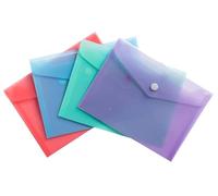 Exacompta - Ref 35430E - Pack of 4 Pockets with Press Stud Closure with Flap - Chromaline Pastel - Dimensions: 14 x 10 cm - FT to File B7 - Pastel Blue, Coral, Purple, Pastel Green