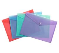 Exacompta - Ref 35450E - Box of 28 Pockets with snap Button Closure with Flap - Chromaline Pastel - Dimensions: 33 x 23 cm - FT to File A4 - Pastel Blue, Coral, Purple, Pastel Green