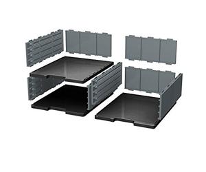 Exacompta - Ref 360714D - Modulodoc Set ECOBlack - Jumbo Cases - Suitable for A4+ Documents, Holds Up to 5kg, Flexible Office Organisation- Black/Mouse Grey