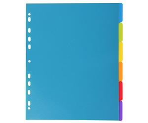 Exacompta - Ref 3806E - Campus PP Dividers - Suitable for A4+ Documents, 6 Tabbed Parts, 0.3mm Rigid Polypropylene, Pre-Punched for Folders - Multi-coloured