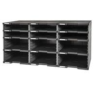 Exacompta - Ref 385714D - EcoBlack Modulodoc 12 Empty Cases - 345 x 864 x 422mm in Size, 6 Normal + 6 Jumbo, Various Drawer Heights - Black & Mouse Grey