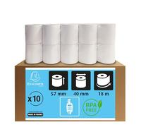 Exacompta - Ref 40339E - Credit Card Receipt Roll (Pack of 10 Rolls) - 57mm Width x 18m Length, Suitable for Shops, Kiosks, Cafés, Restaurants, Card Payments