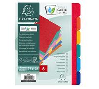 Exacompta - Ref. 406E - 20 packs of 6 dividers in real flexible glossy card 225g/m2 - FSC certified - with 6 neutral tabs - format to file 220x170 mm - assorted colors