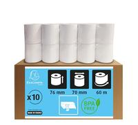 Exacompta - Ref 40991E - Cash Register Receipt Roll (Pack of 10 Rolls) - 76mm Width x 60m Length, Suitable for Shops, Kiosks, Cafés, Restaurants, Card Payments