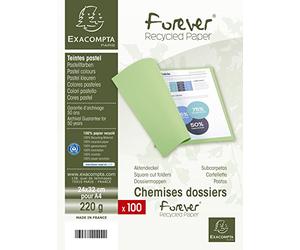 Exacompta - Ref 410003E - Forever Collection - Recycled Square Cut Folder - A4 (210 x 297mm), 220gsm Recycled Board, Blue Angel Certified - Pink (Pack of 100)