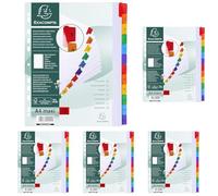 Exacompta - Ref 4112E - Mylar Printed Indices - for Use with A4+ Documents, Pre-Punched, 160gsm White Card with Reinforced Plastic Tabs, FSC-Certified - 12-Part Dividers (1-12) (Pack of 5)