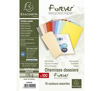 Exacompta - Ref 420000E - Forever Collection - Recycled Square Cut Folder - A4 (210 x 297mm), 170gsm Recycled Board, Blue Angel Certified - Assorted Colours (Pack of 100)