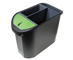 Exacompta - Ref 42614D - Topline Waste Paper Bin - 480 x 240 x 365mm in SIze, Holds up to 26 Litres, Three Inserts for Recycling - Black/Anthracite Grey