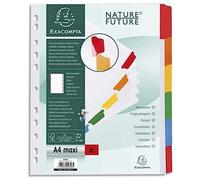 Exacompta - Ref 4306E - Document Dividers - Suitable for A4+ Documents, 160gsm White Card, Plastic-Coated Multicoloured Tabs, Pre-Punched, FSC-Certified, 6 Sections