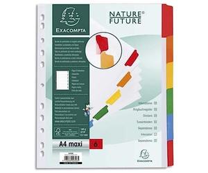 Exacompta - Ref 4306E - Document Dividers - Suitable for A4+ Documents, 160gsm White Card, Plastic-Coated Multicoloured Tabs, Pre-Punched, FSC-Certified, 6 Sections