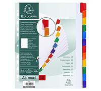 Exacompta - Ref 4312E - Document Dividers - Suitable for A4+ Documents, 160gsm White Card, Plastic-Coated Multicoloured Tabs, Pre-Punched, FSC-Certified, 12 Sections
