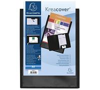 Exacompta - Ref 43501E - Kreacover Personalisable Presentation Folder - Suitable for A4 Documents, Business Card Slot, Pre-Cut Tabs for Holding Documents - Black (Pack of 10)
