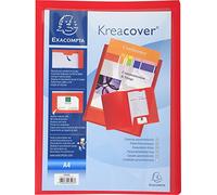 Exacompta - Ref 43503E - Kreacover Personalisable Presentation Folder - Suitable for A4 Documents, Business Card Slot, Pre-Cut Tabs for Holding Documents - Red