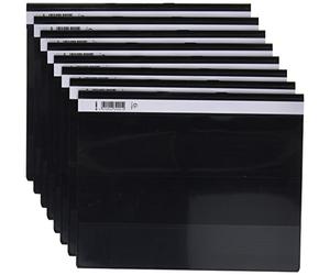 Exacompta - Ref. 439901B - Pack of 10 slide presentation folders - transparent PVC cover - metal slide - allows you to bind A4 maxi perforated documents - black color