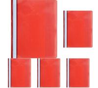 Exacompta - Ref 439903B - PVC Transfer File - Suitable for Holding A4+ Documents, Transparent PVC Cover to Identify Contents, Holds Approx. 100 Sheets - Red (Pack of 5)