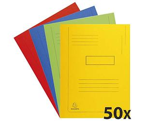Exacompta - Ref 445000E - Forever Collection - 2-Flap Folder - 24 x 32cm in Size, Suitable for A4 Documents, Made from 290gsm Recycled Board, 2 Flaps to Secure Documents - Assorted Colours (Pack of 50)