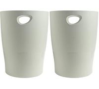 Exacompta - Ref 45306D - Ecobin Waste Paper Bin- 263 x 263 x 335mm in Size, Large Waste Capacity of 15 Litres, Easy Clean Interior -Grey - Suitable for Office & Home (Pack of 2)