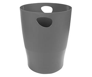 Exacompta - Ref 45307D - Ecobin Waste Paper Bin- 263 x 263 x 335mm in Size, Large Waste Capacity of 15 Litres, Easy Clean Interior -Mouse Grey - Suitable for Office & Home