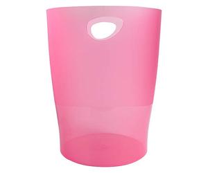 Exacompta - Ref 45354D - Ecobin Waste Paper Bin- 263 x 263 x 335mm in Size, Large Waste Capacity of 15 Litres, Easy Clean Interior -Translucent Raspberry
